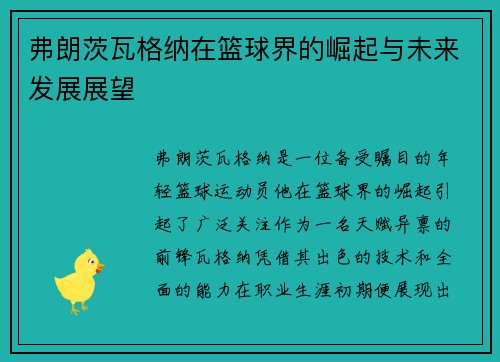 弗朗茨瓦格纳在篮球界的崛起与未来发展展望